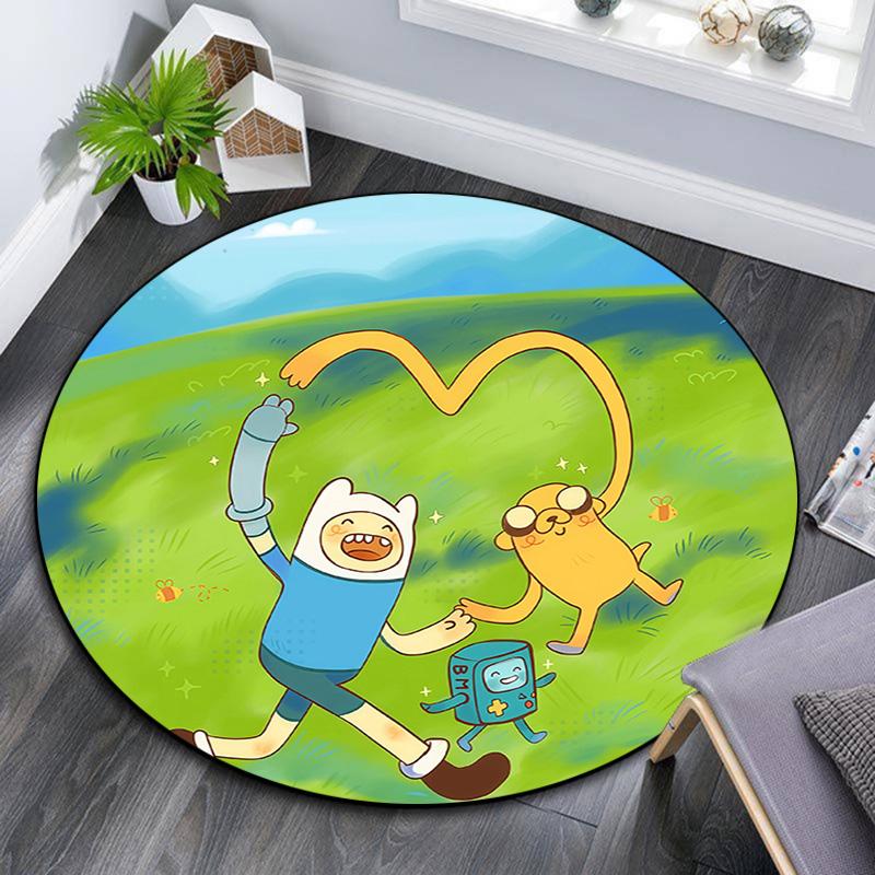 Adventure Time2 Round Area Rug,Carpet Rug for Living Room Bedroom Sofa Playroom Decor,Non-slip Floor Mat
