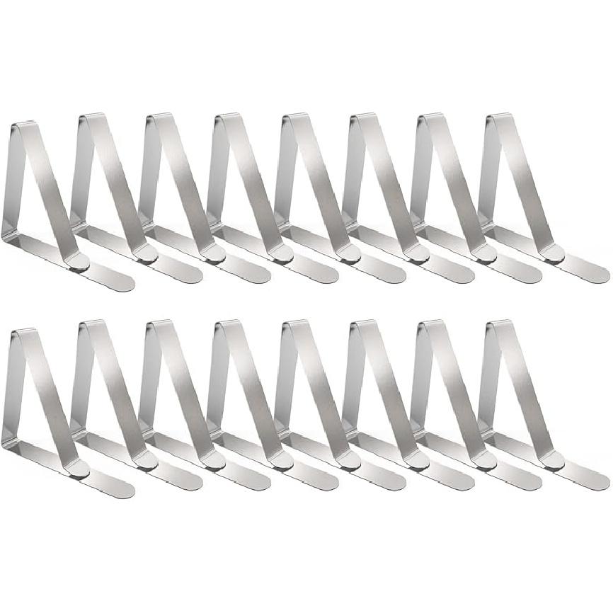 TriPole Tablecloth Clips 32 Pack Picnic Table Clips, Stainless Steel Table Cloth Holder Clips for Outdoor Tables, Metal Tables Cover Skirt Clamps for