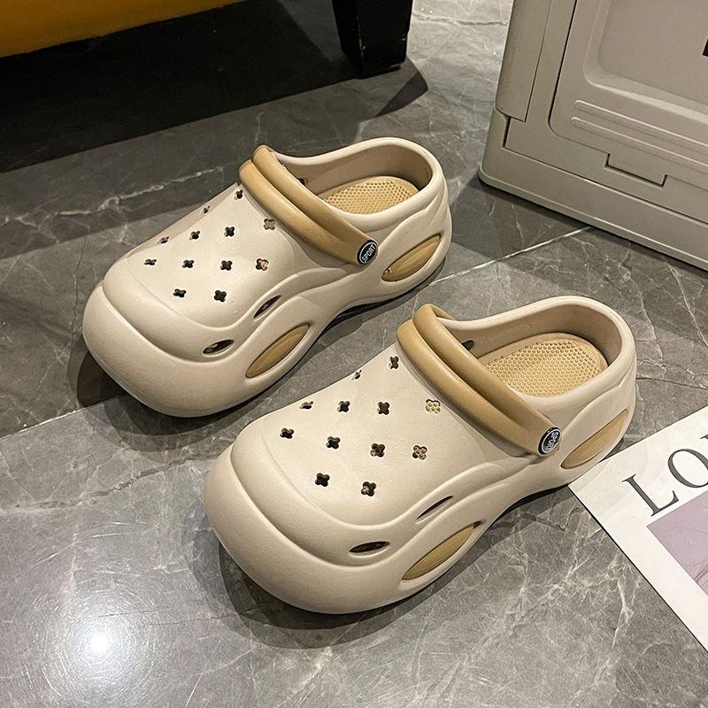 

Thick-soled hole shoes color matching height increase small garden shoes EVA slippers women s outdoor travel simple beach mop 40-41 Suitable for 39-40 хакі