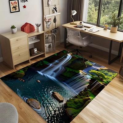 3D Waterfall Scenery Rug Step Nature Floor Mat Non Slip Realistic Carpet for Living Room Bedroom Corridor Creative Home Decor