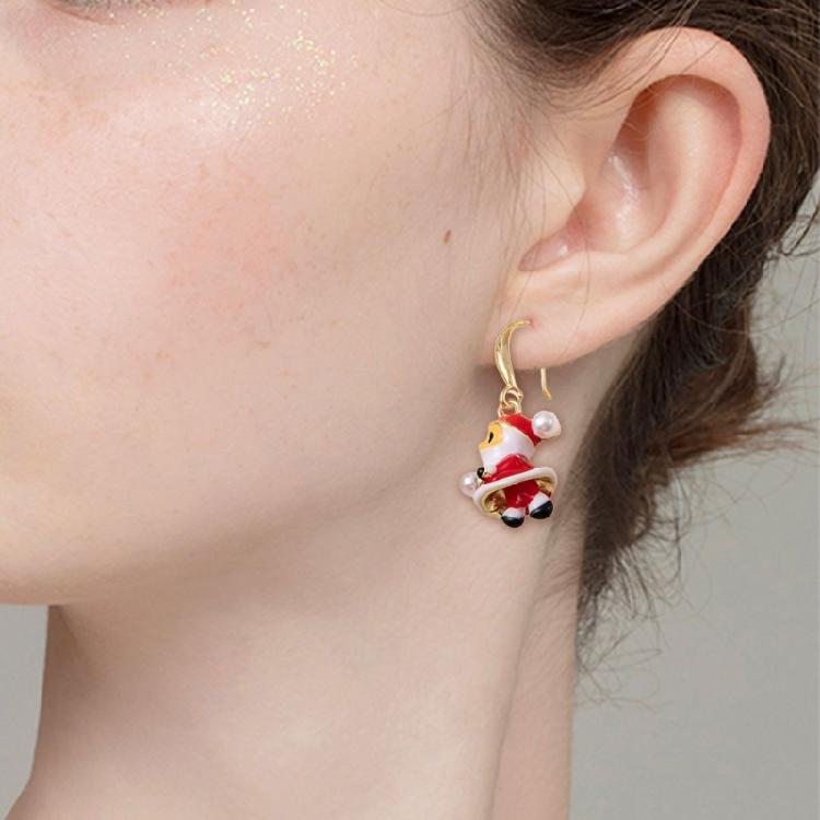 Christmas Cartoon Santa Claus Earrings With Shining Snow Details Premium Alloy Accessories For Women Teens