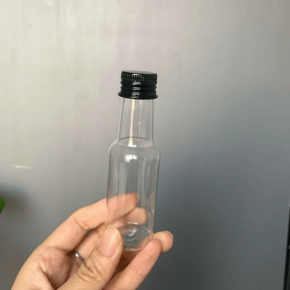 Silver Caps Plastic Spirit Bottles 50ml Capacity Travel Liquid Container Wedding Party Decoration