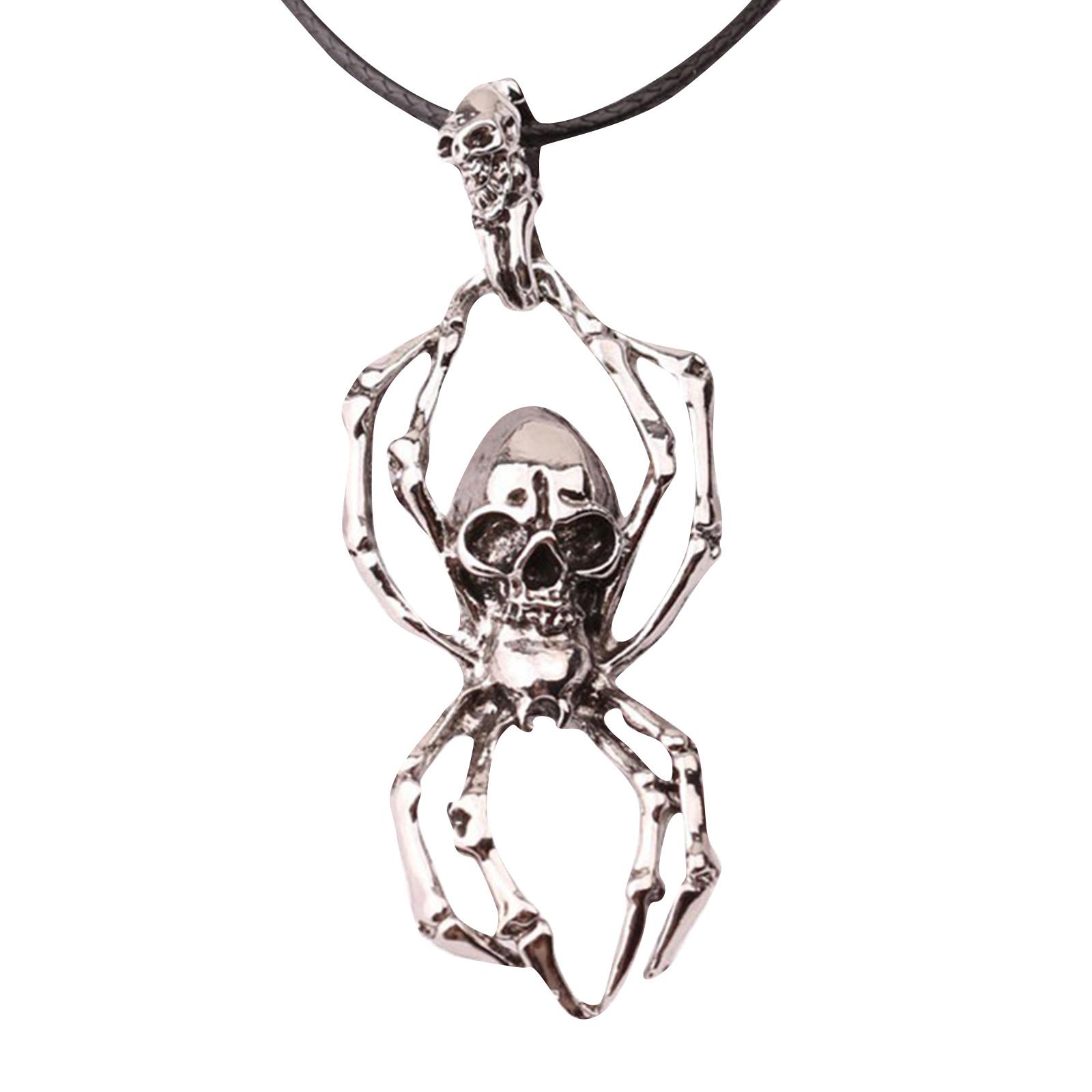

Ретро Панк Подвеска Паук из Титановой Стали, Властная Личность, Двойное Ожерелье, Крутые Украшения из Нержавеющей Стали One Size