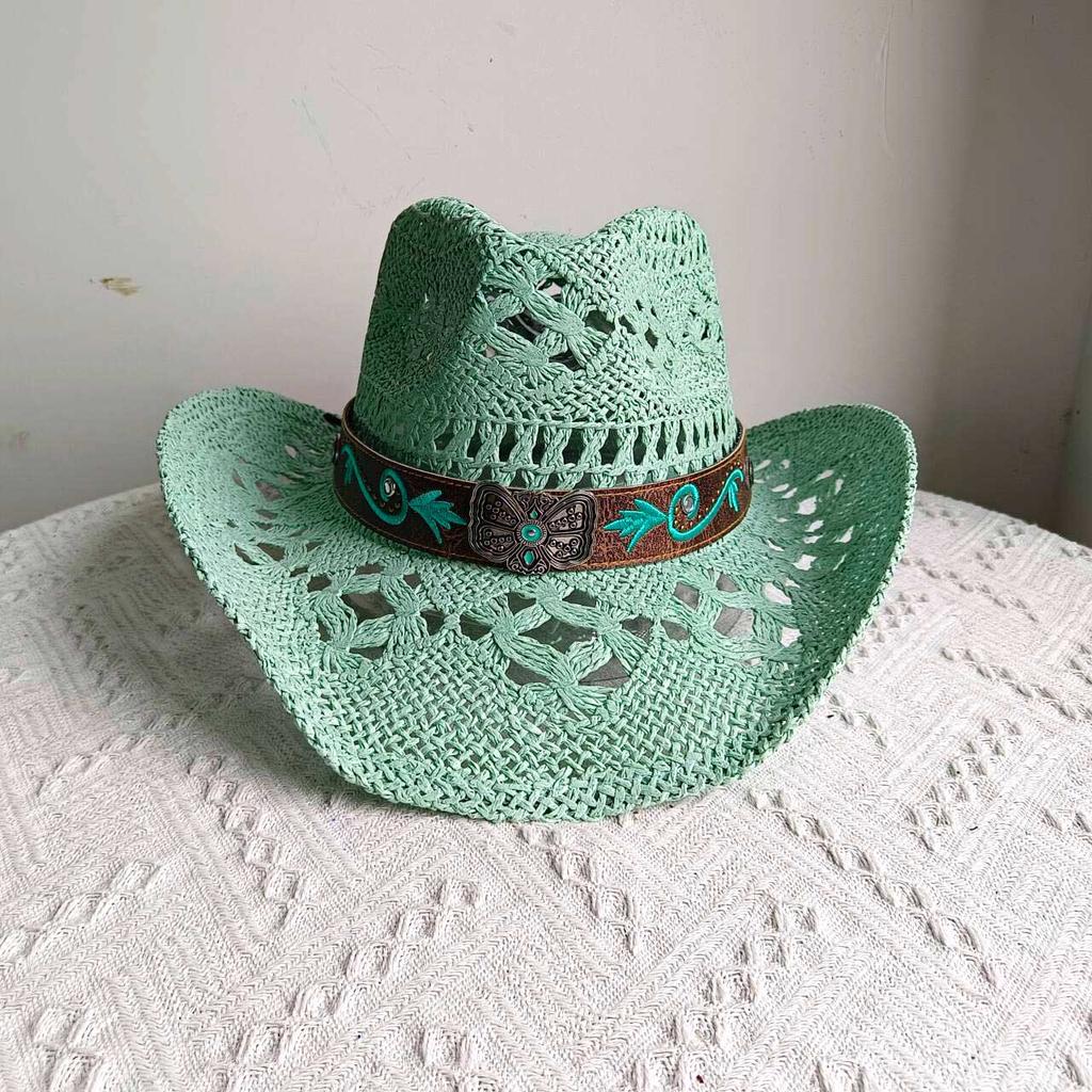 Men's and Women's Beach Hats Breathable Western Cowboy Straw Hats Fashionable Wide Brim Sun Hats Cowboy Hats