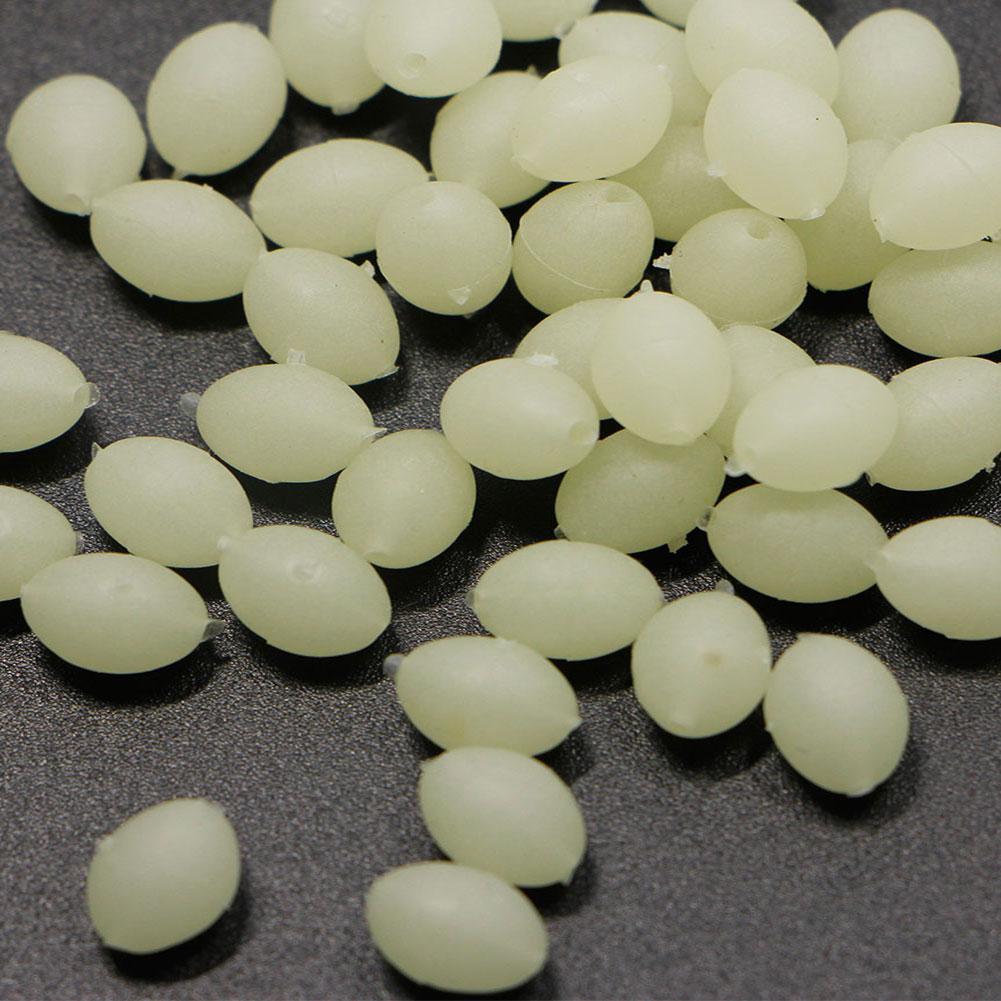 100Pcs Oval Luminous Fishing Beads Glow In The Dark Lure Float Floating Tackles