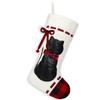 1PCS Polyester Christmas Socks with Black Cat Dog Design Creative Hanging Gift Pouch for Candy Tree Decor Household Supplies