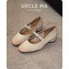 Super soft lambskin~ Retro French single shoes women's medium thick heel bow light mouth beautiful not tired Mary Jane shoes
