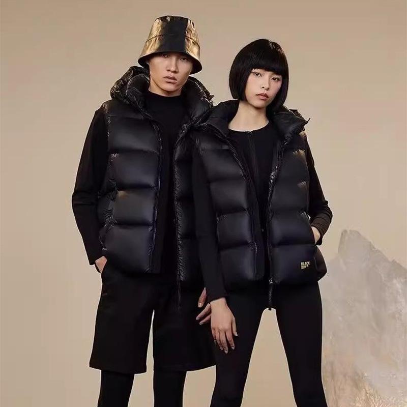 

[Белый утиный пух] Черный и золотой пуховый жилет короткая верхняя одежда новый осень и зима свободный жилет жилет жилет жилет XL-145-82.5 kg чёрный