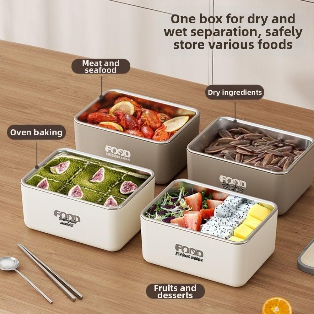 Rechteckige Edelstahl-Lunchbox 500ml Auslaufsicheres Design Wärmeisolierend Lunchbox Große Kapazität Versiegelter Deckel