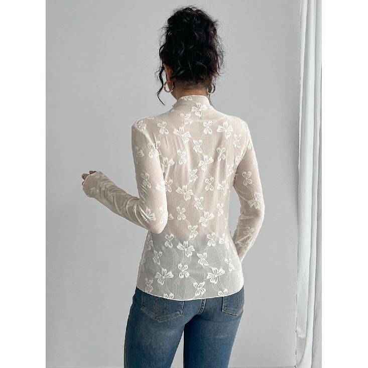 Spring And Autumn New Women'S Versatile Long Sleeve Daily Business Commuter Elegant Comfort Sexy Bottom Shirt Top