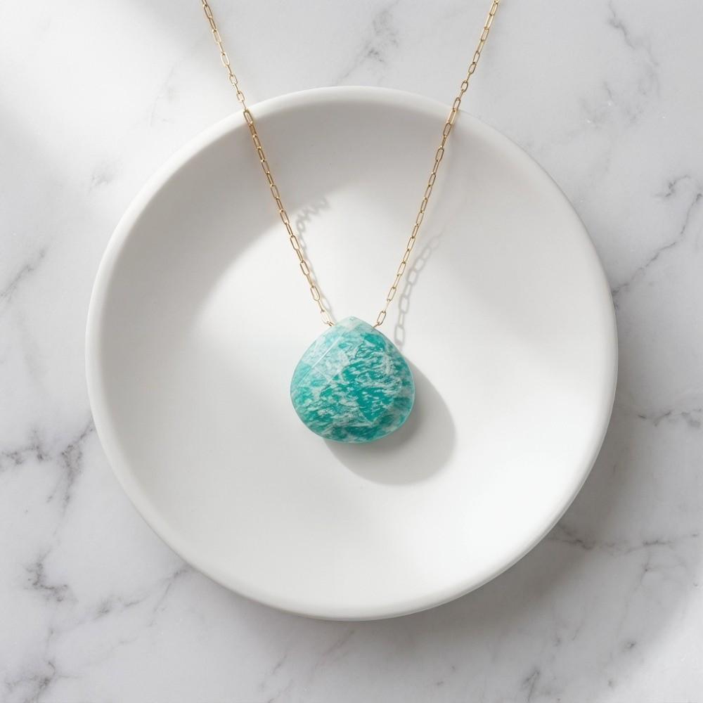 Minimalist Stone Necklace Colorful Collarbone Chain Neck Jewelry Waterdrop Pendant Necklace Party