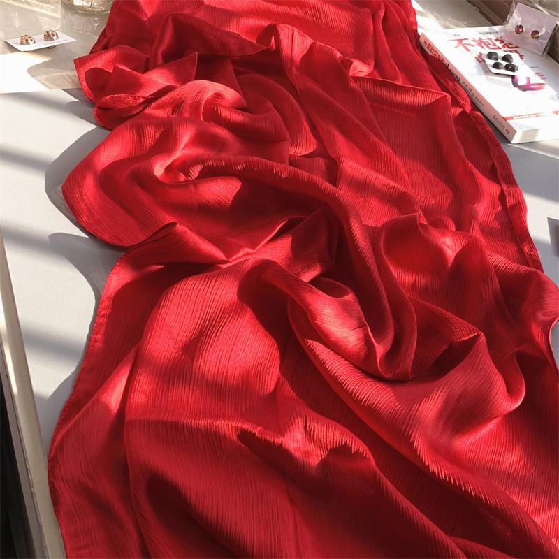 Crinkle Satin Chiffon Hijab for Muslim Women Mini Crepe Plain Shawl Wrinkle Solid Long Turban Islam Headscarf