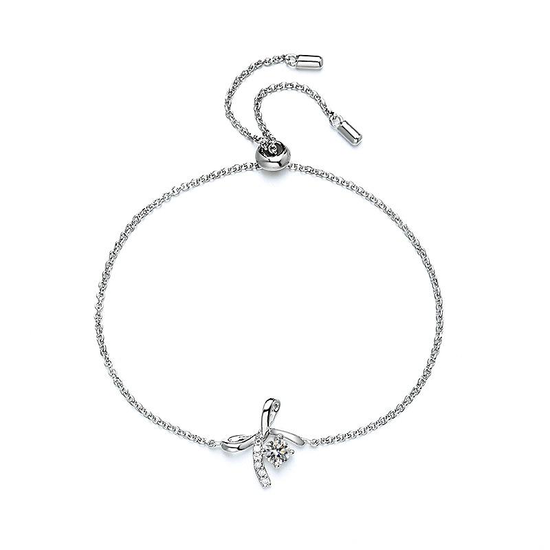 Moissanite Pure Silver S925 Bow Bracelet Plated with 18k Process AU750 Moissanite Diamond 30 Minute D Color
