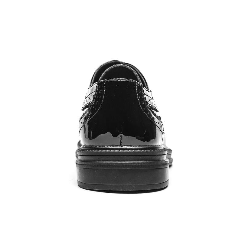 Fashion Derby Leather Men Shoes Brogue Lace Up Solid Simple Round Toe Dress Business Suit Casual Party Wedding Shoes For Man