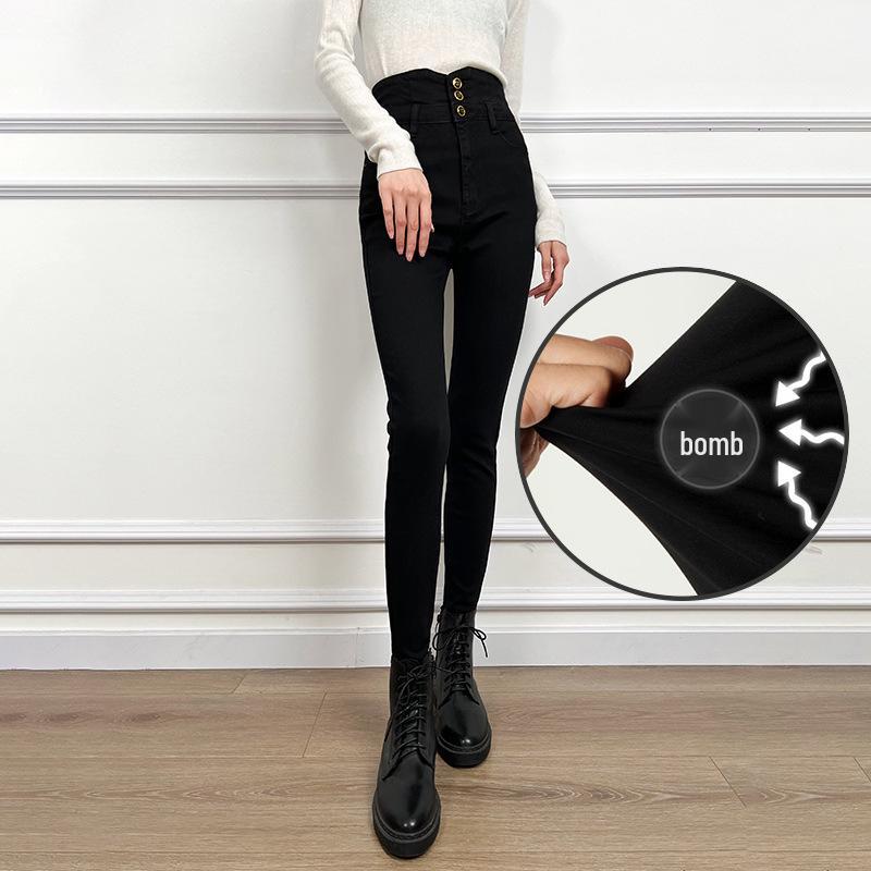 2026 Spring Black High-Waisted Stretchy Skinny Denim Pencil Pants for Women - Leg-Lengthening & Body-Shaping Cropped Design Small