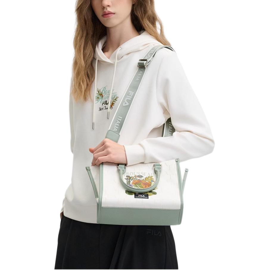 Fila X Rousseau Heritage Series Casual Comfortable Embroidered Knit Long Sleeve Sweatshirt Women Sweatshirt Oatmeal F11W448213F-BG