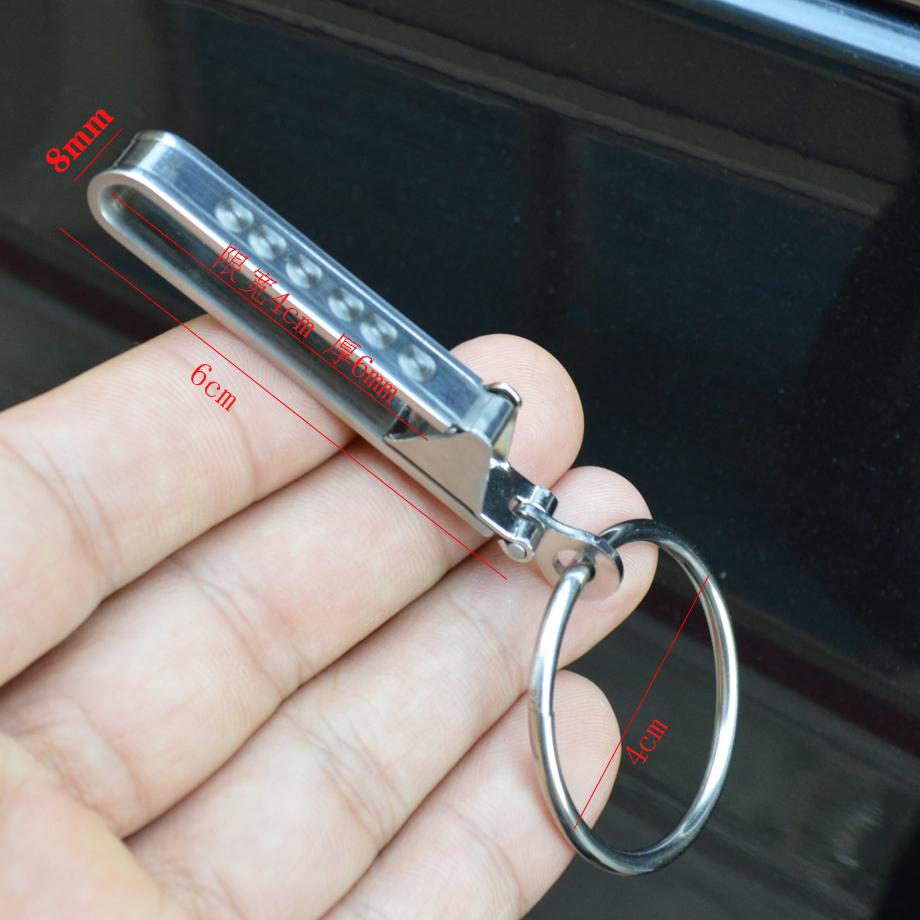 Męski brelok do kluczy ze stali nierdzewnej z klipsem do paska i blokadą szybkiego uwalniania