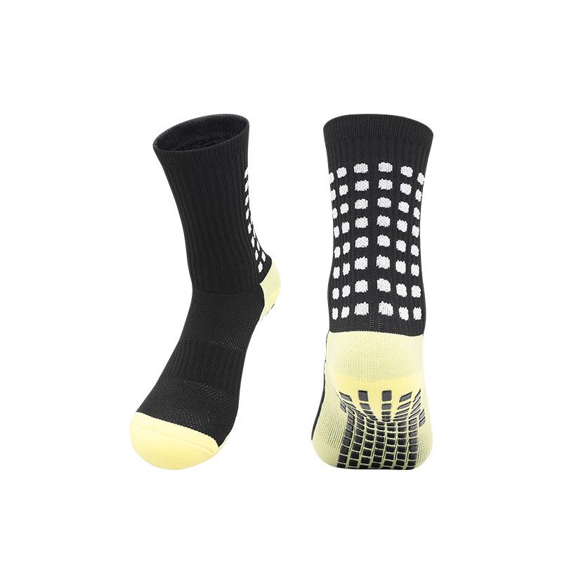 Men's Non-Slip Mid-Calf Football Socks with Thickened Towel Bottom and Silicone Grip