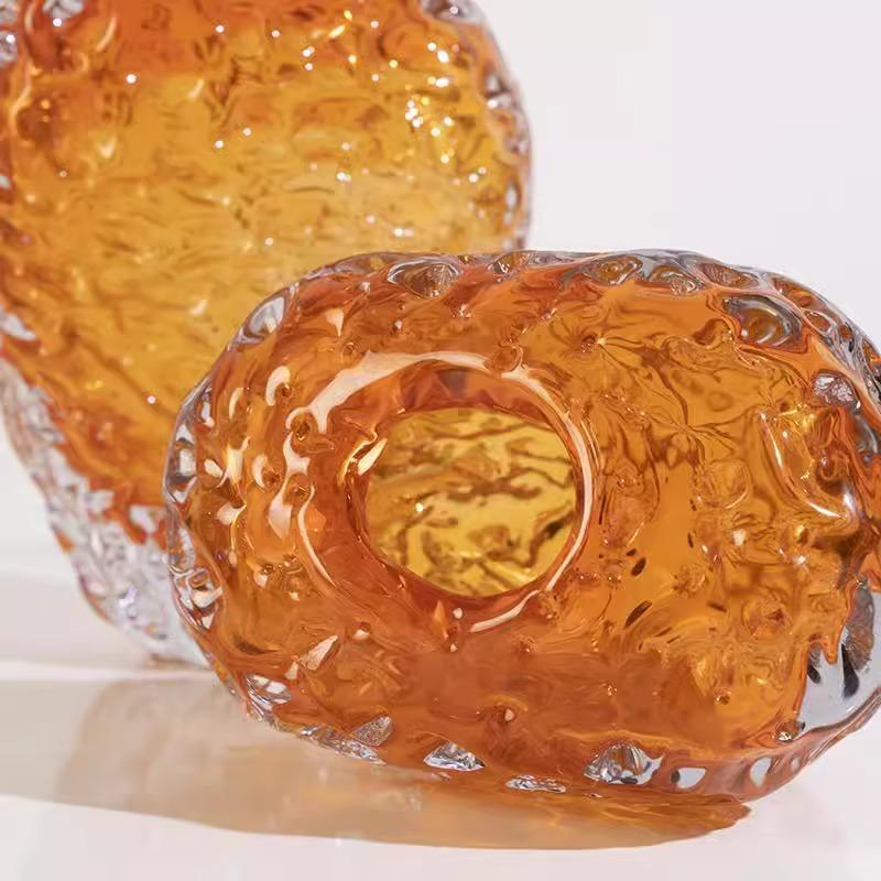 Vaso de Vidro Colorido Espesso Vaso de Flores Laranja Arranjo Floral Acessórios Hidroponia Terrário Acessórios de Decoração para Casa