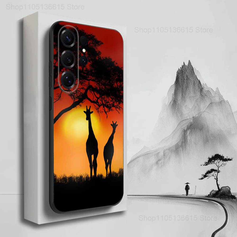 Roztomilý pouzdro s žirafou pro Samsung S21,S20,S10,Plus,S9,S22,S25,Ultra,S24,S23,FE,Lite,Měkký silikonový Černý