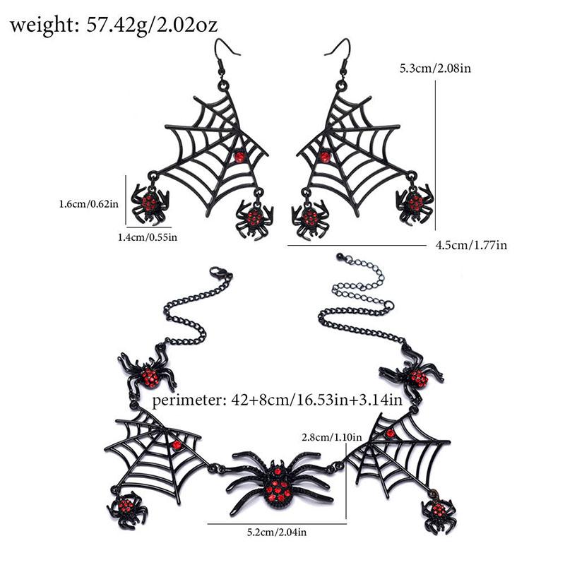 Halloween Party Punk Spider Web Jewelry Set Black Gothic Insect Earrings Necklace for DIY Jewelry Making Accessories