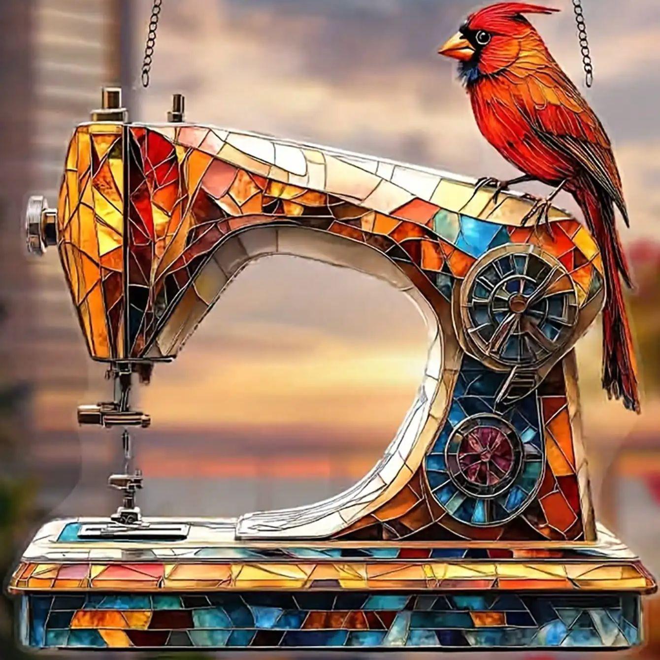 

Vintage sewing machine Sunshine Catcher pendant, suitable for home and garden decoration, indoor and outdoor porch decoration,