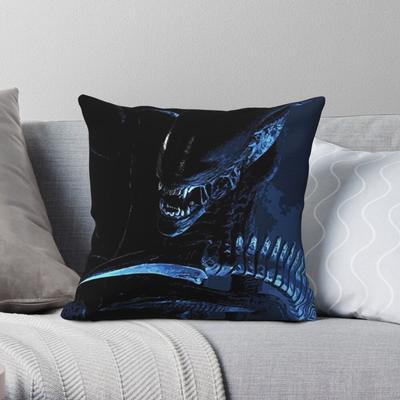 Alien Xenomorph Quadratischer Kissenbezug Polyester Leinen Samt Kreativ Reißverschluss Dekor Kissenbezug Sofakissenbezug 18"
