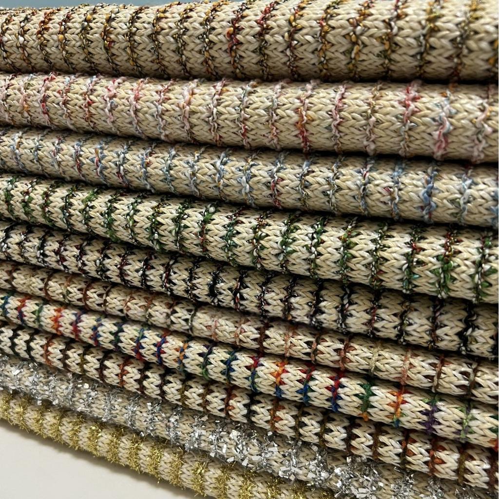 1yard Stripe PP Grass Raffia Woven Fabric PP Straw Fabric DIY Beach Straw Hand Bag Material Designer Fabric for Patchwork