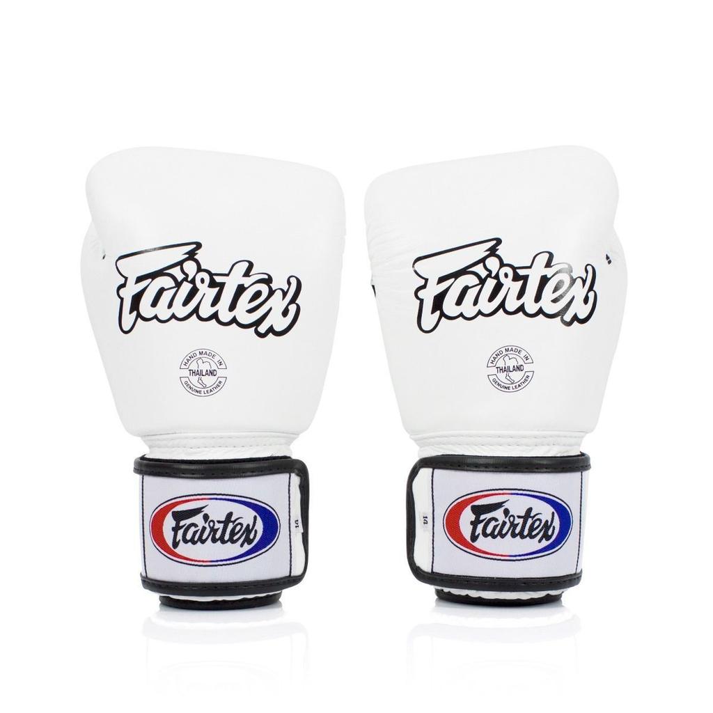 Fairtex Echte Leder Boxhandschuhe BGV1 Atmungsaktiv Weiß 14oz