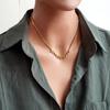 Titanium Titanium Steel White Vermiculite Gold Color Clavicle Chain