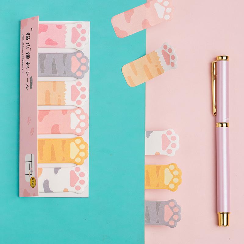 Kawaii Stationery Cartoon Cat Paw Memo Pad Bookmark Flags Index Tab Sticky Notes Label Paper Stickers  Note Pad Stationery