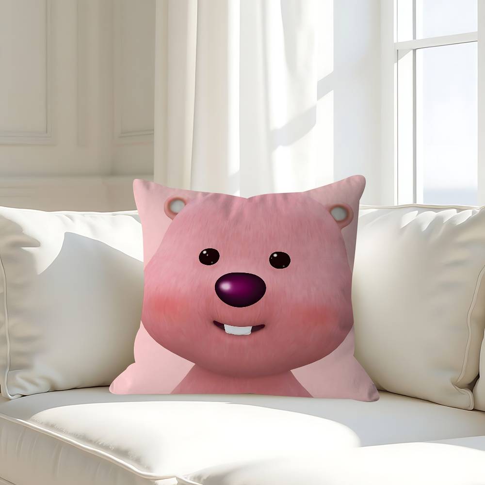P-Pororos Cute L-Loopy Pillow Case Removable Washable Cushion Cover – All-Season Soft Linen