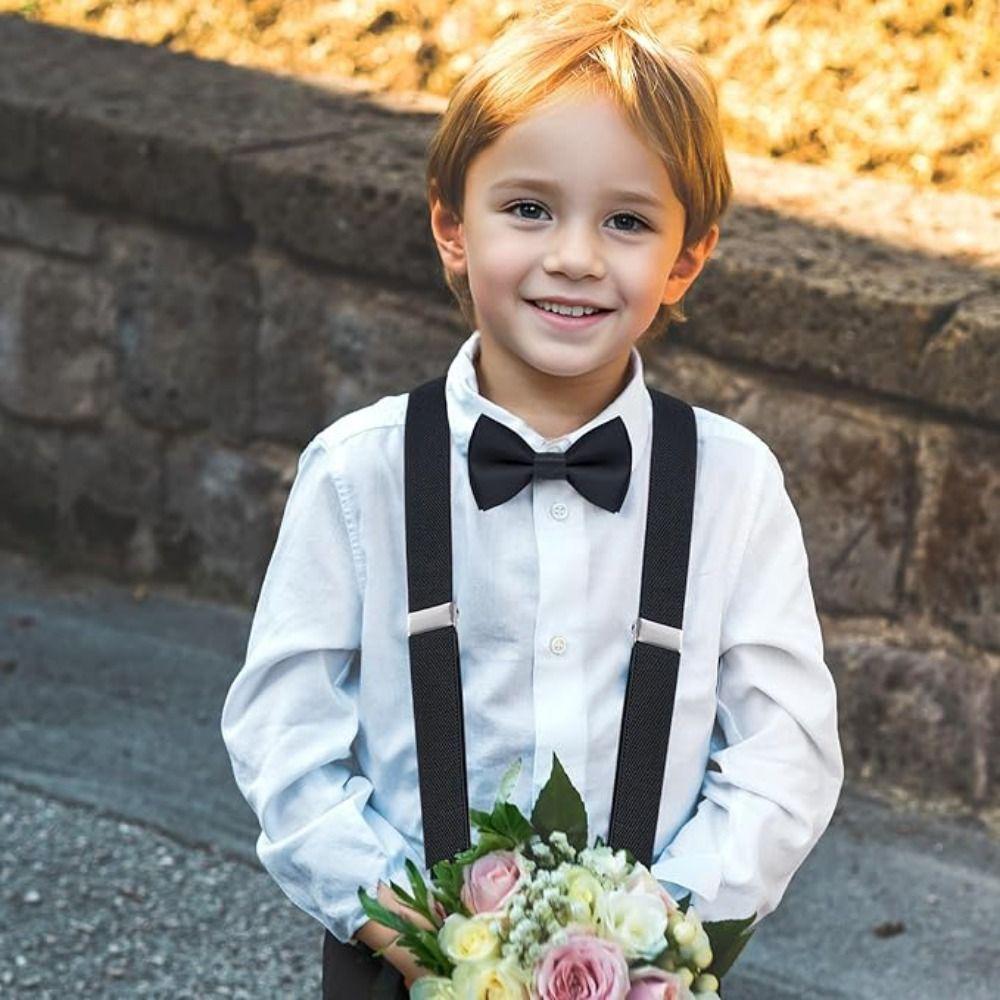 Solid Color Suspenders Bowtie Elastic Children Belt Classic Accessory Y-Back Braces