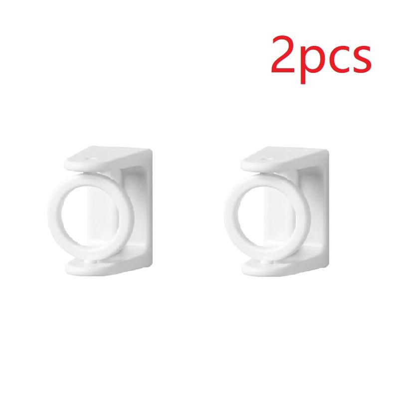 2/4/6Pcs Punch-free Curtain Rod Holder Clamp Hooks Self Adhesive Clothes Rail Bracket 360 Rotation Triangle Ring Adjustable Hook