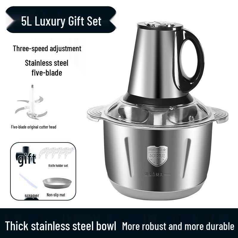 Elektrischer Fleischwolf aus Edelstahl - Große Kapazität, Einstellbares Getriebe, Multifunktional für Wurst, Knoblauch und Püree.