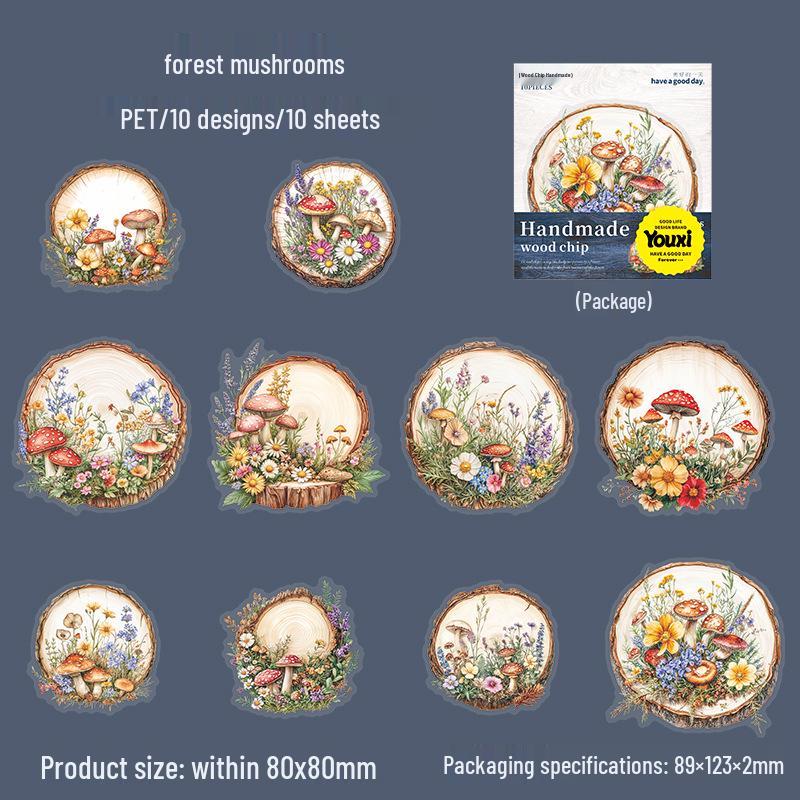 Retro Stained Glass Window PET Sticker Set: A Wonderful Day Series, 10 Sheets with 6 Designs for Journal Decoration.