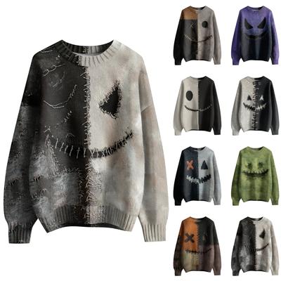 Langärmliger Pullover für Damen O-Ausschnitt Lässig Niedlich Druck Strick Oversized Pullover