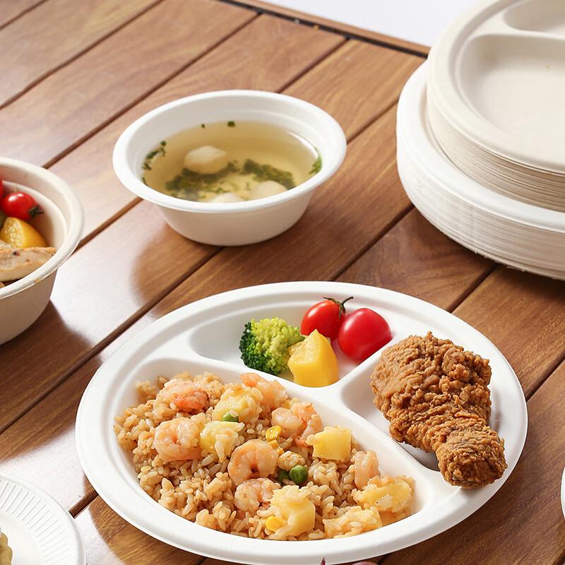 

Changbaosen Disposable 10-inch 3-Compartment Round Pulp Plates