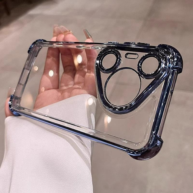 Electroplated Transparent Airbag Anti-fall Case with Lens Film for Huawei Pura80Pro Phone