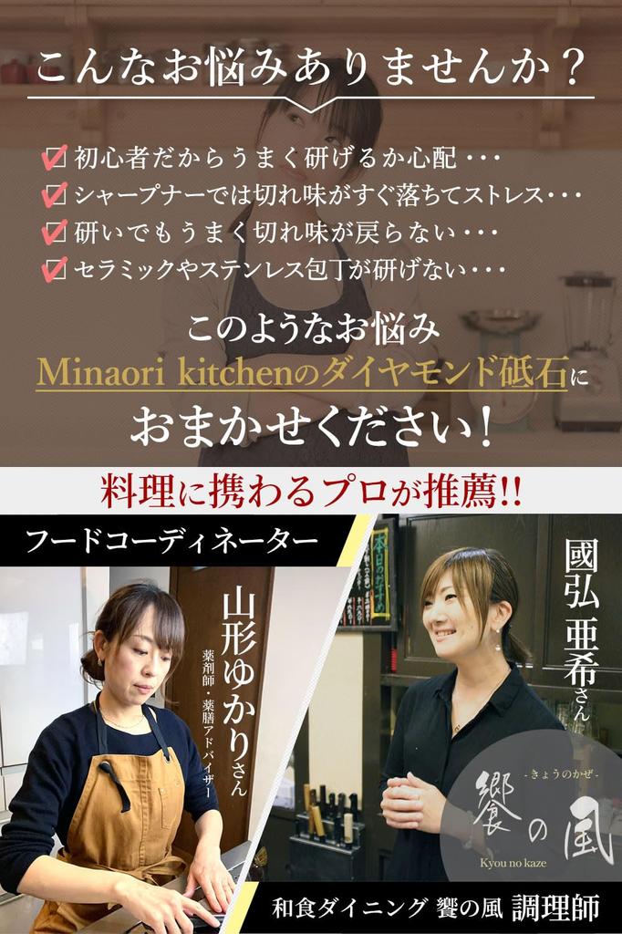 Minaori Kitchen Double-Sided Diamond Sharpening Stone with Clip [Certified by Chefs] Sharpening Stone, Knife Sharpener #400 #1200