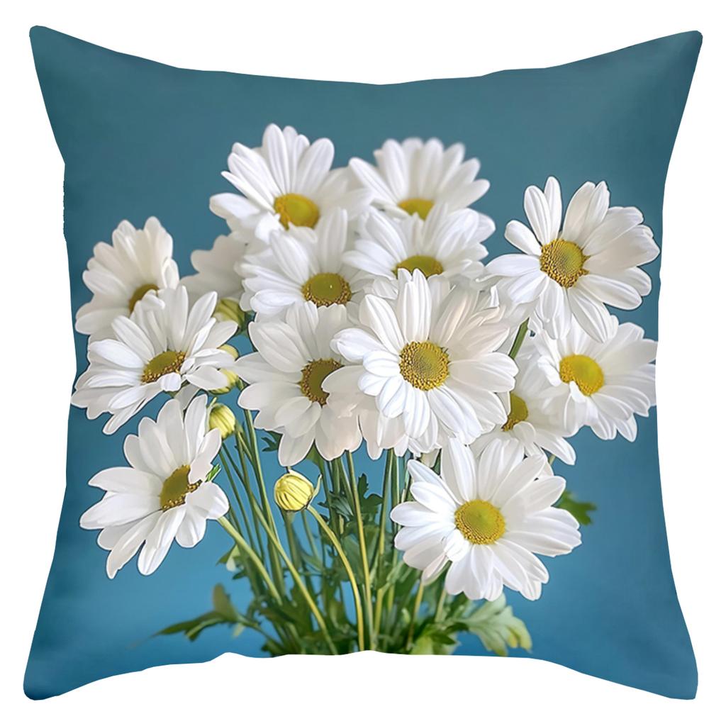 Beautiful Daisy Printed Cushion Covers for Home Decor Polyester Pillowcase, Sofa Decorative Cushion Cov Headboard Pillow