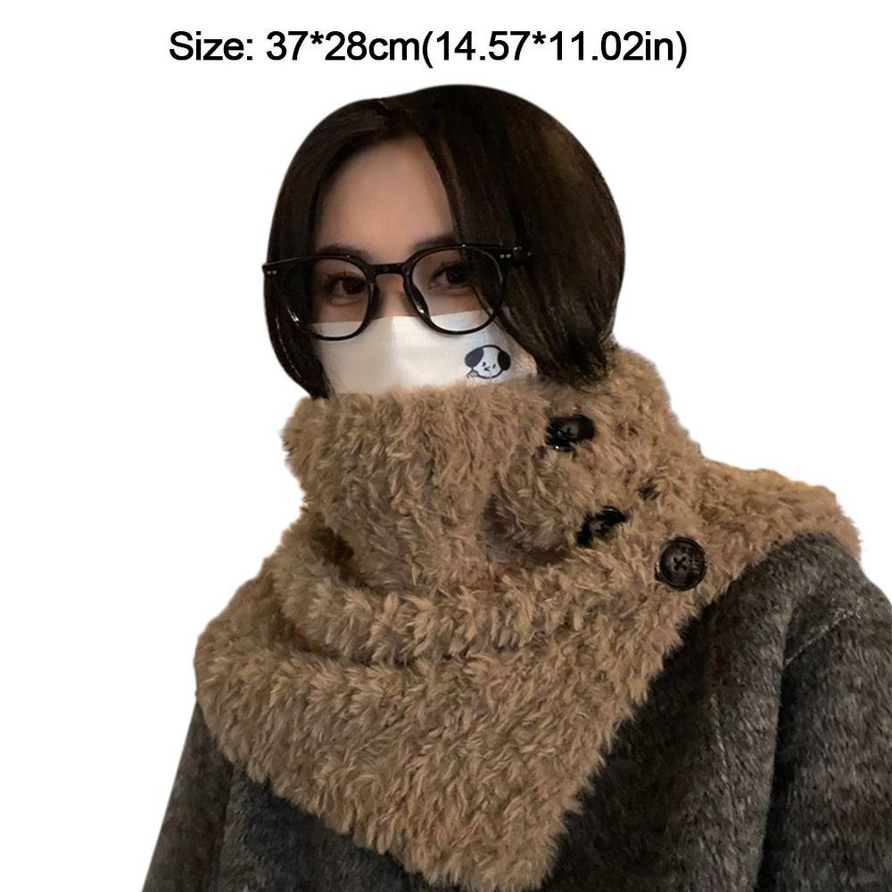 Solid Color Winter Neck Warmer Soft Plush Detachable Scarf Winter Turtleneck Neck Warmer  for Women