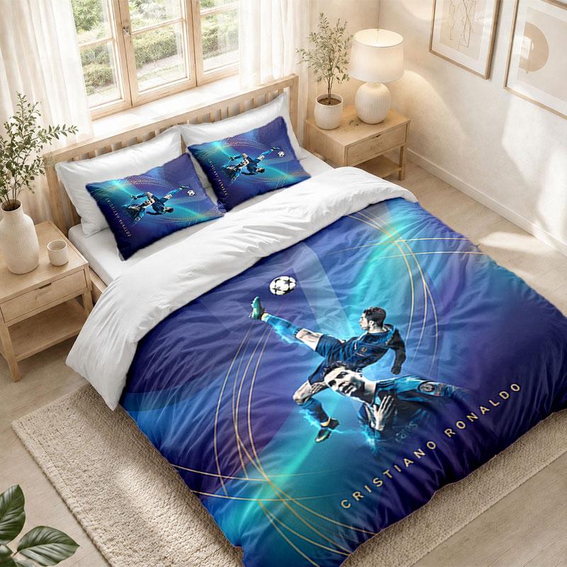 Bedding Set 1 Duvet Cover 2 Pillowcases Cristiano Ronaldo Print Bedroom Home Decoration