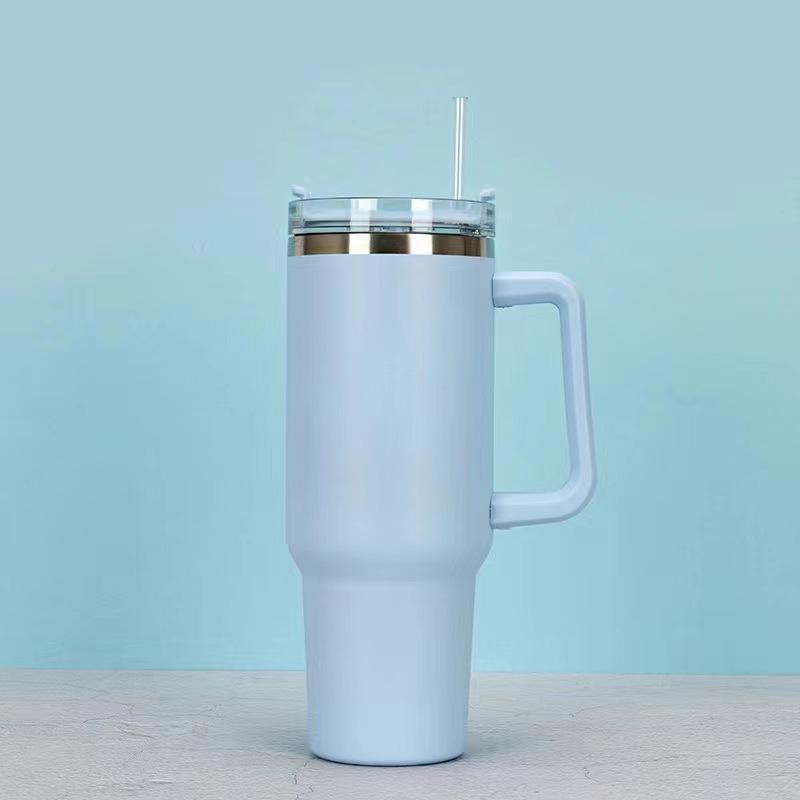 40oz Stainless Steel Car Cup Large Capacity with Straw Handle Double-Wall Vacuum Portable Insulated Cup