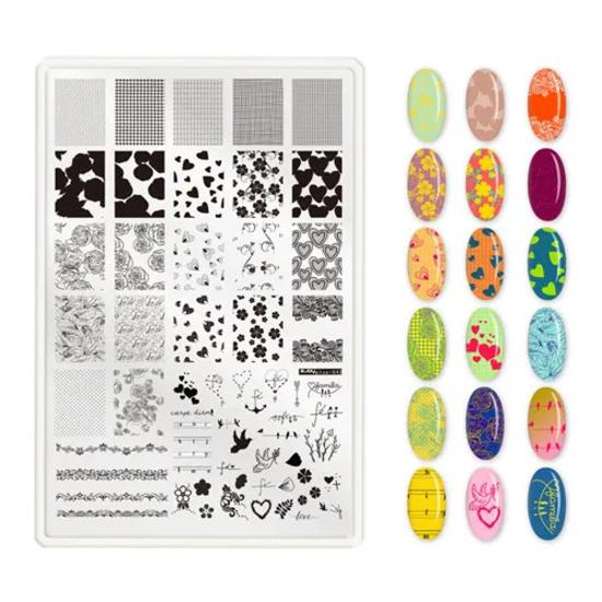 9.5X14.5cm Big Size Nail Stamping Plates Flower/Geometric Designs Nail Art Template For DIY Nail Decor 5.6cm round Stamper Plate
