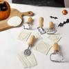 Zinc Alloy Biscuit Cutter Bat Pumpkin Ghost Ravioli Stamp Maker Cutter with Roller Wheel DIY Baking Mold Halloween Party Decor