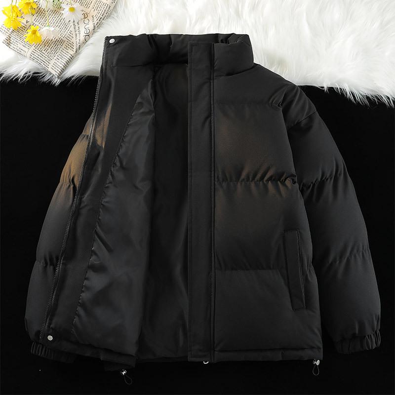 Herren Winter Daunen-Baumwolljacke im koreanischen Stil - Stehkragen, einfarbig, vielseitig, lockere Passform, Partnermantel