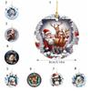 Losí vánoční kulaté přívěsky Akrylové 2D akrylové závěsné ozdoby Veselé Vánoce