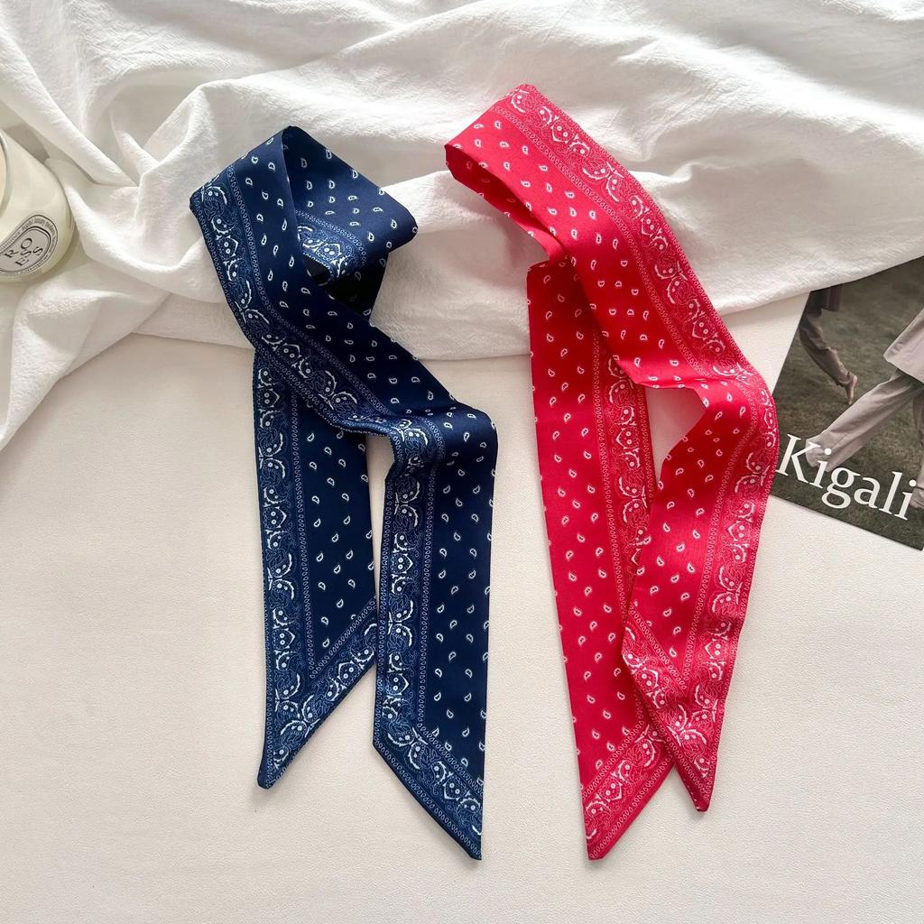 Elegant and versatile cashew print scarf, slim and long, versatile neck and scarf, multifunctional hair tie tie