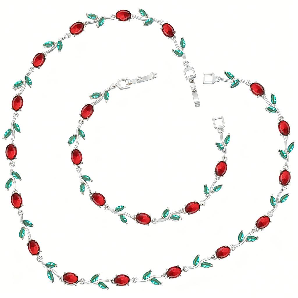 Light Luxury AAAAA Zircon Bracelet & Necklace Women's Exquisite Tulip Plant Design Jewelry Set